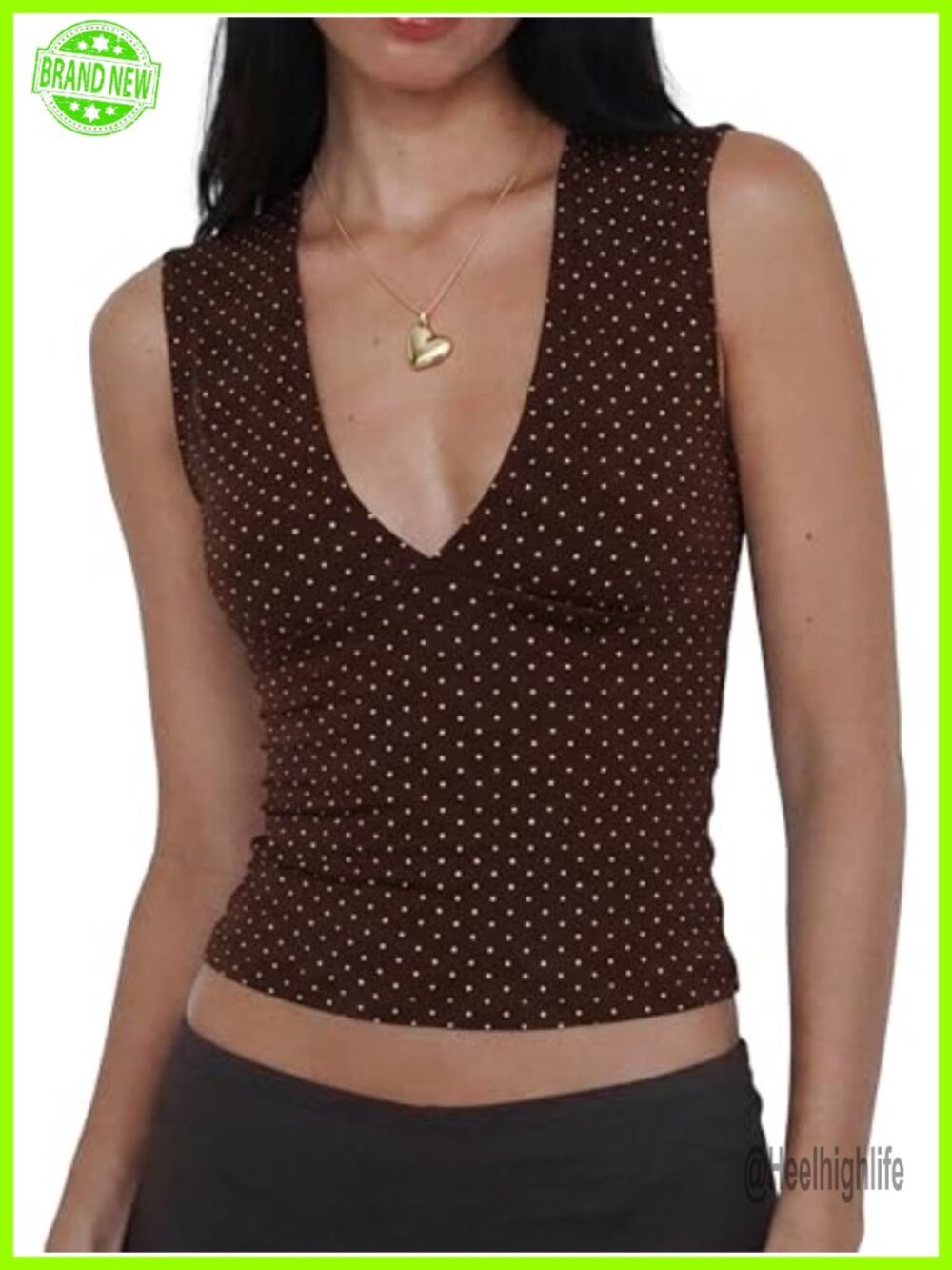 Women's Sleeveless V-Neck Crop Tank Top Stretchy Slim Fit Summer Going Out Top